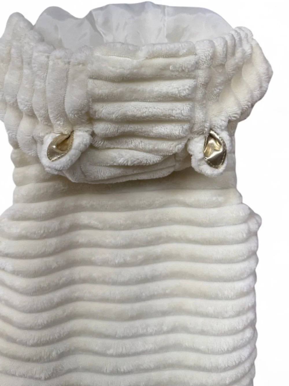 Forever Me Girls Cream Hooded Vest Size 6 Ribbed Fleece Gold Toggles